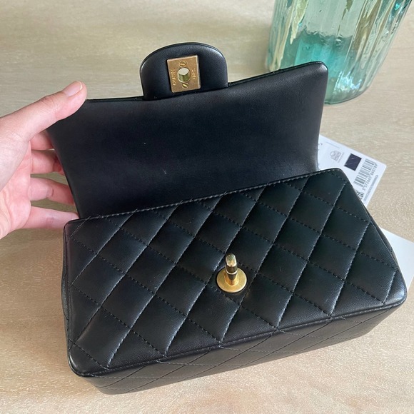 ❌SOLD❌Mint Chanel Mini Top Handle Black Lambskin Gold HW 21A - Picture 8 of 15